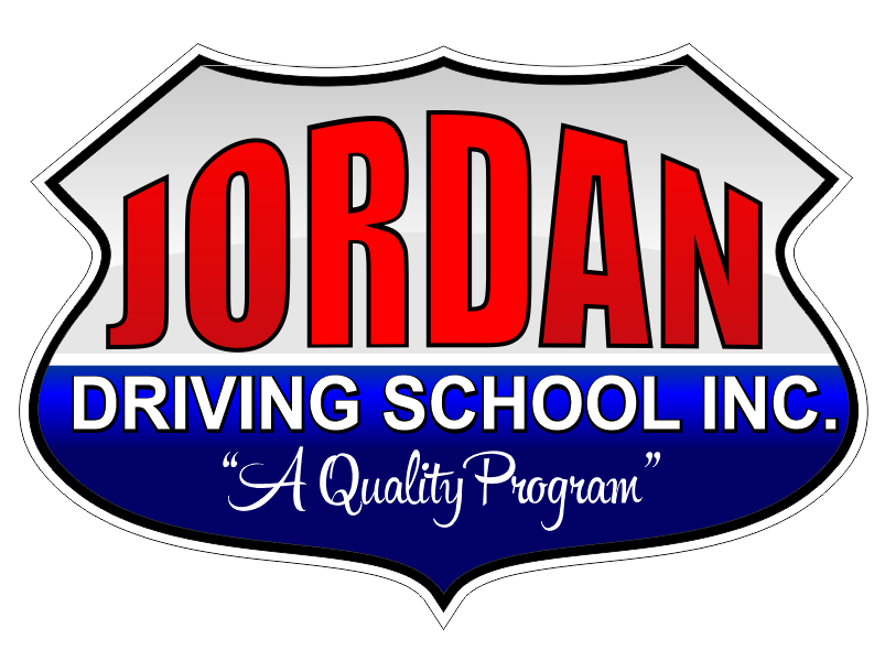 Jordan Driving School logo which looks like a highway route sign